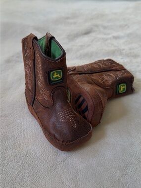 Baby Infant John Deer Cowboy Boots Booties Brown